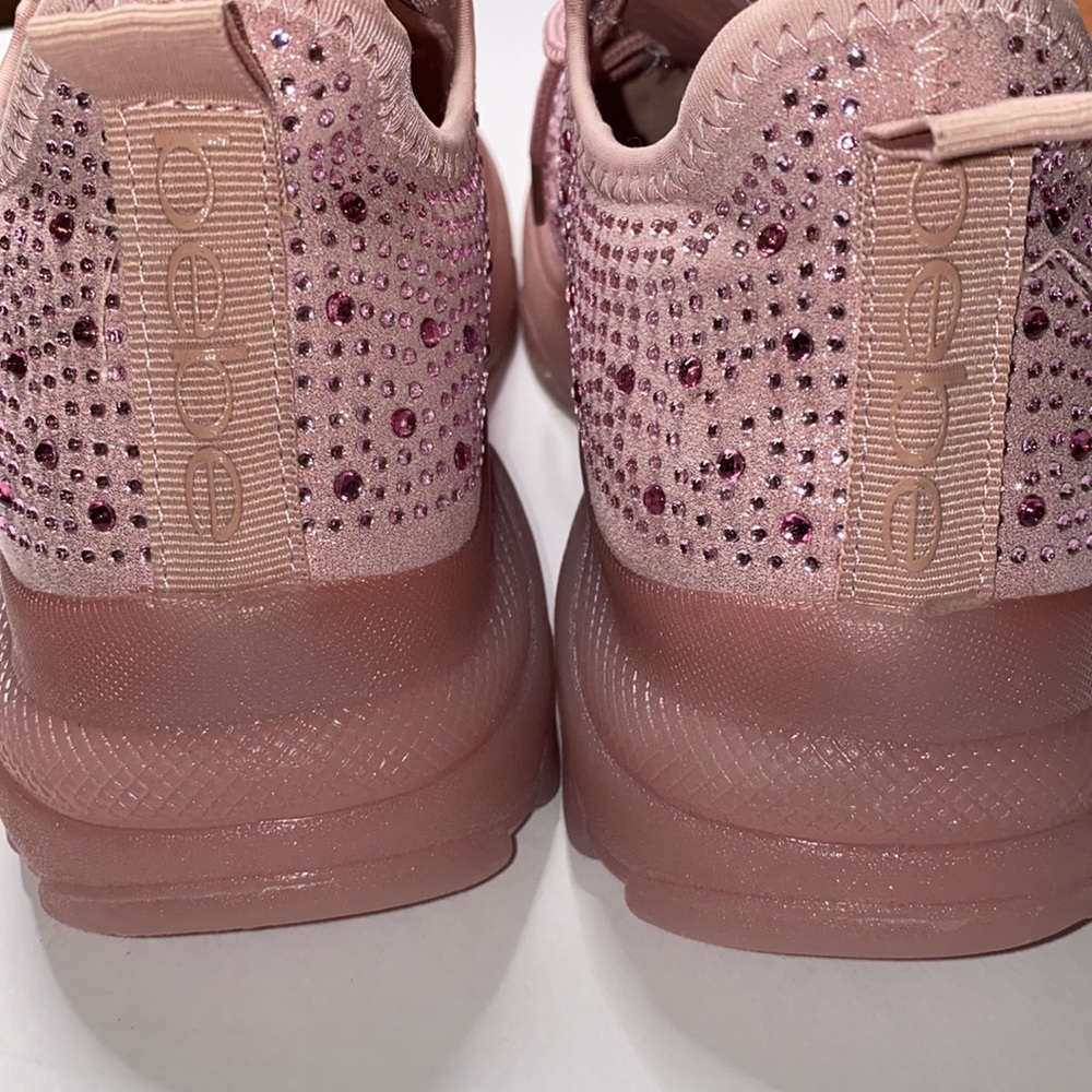 BEBE Pink Rhinestone embellished sneakers 8.5 New - Picture 9 of 10